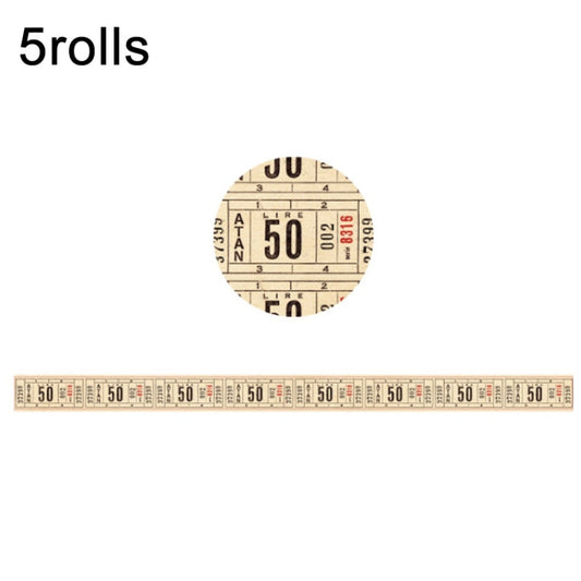 5rolls  Retro Washi Tape for Journal Scrapbooking Diary Planners,